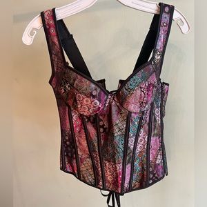 Multi-patterned Corset renaissance satin size M